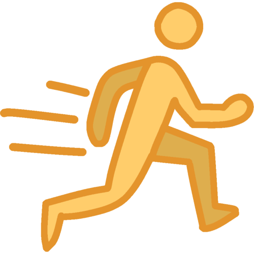  A yellow figure running to the right with yellow motion lines behind them.